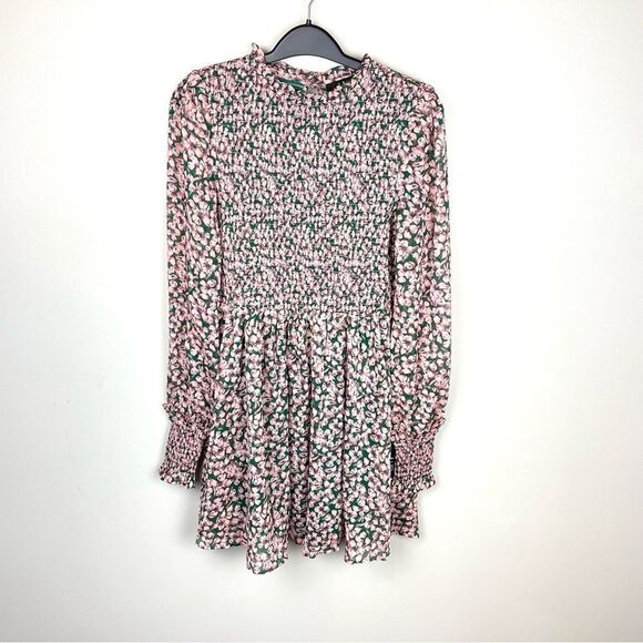Lulus Floral Forever Green and Pink Floral Print Smocked Skater Dress XS NWT - Picture 2 of 7